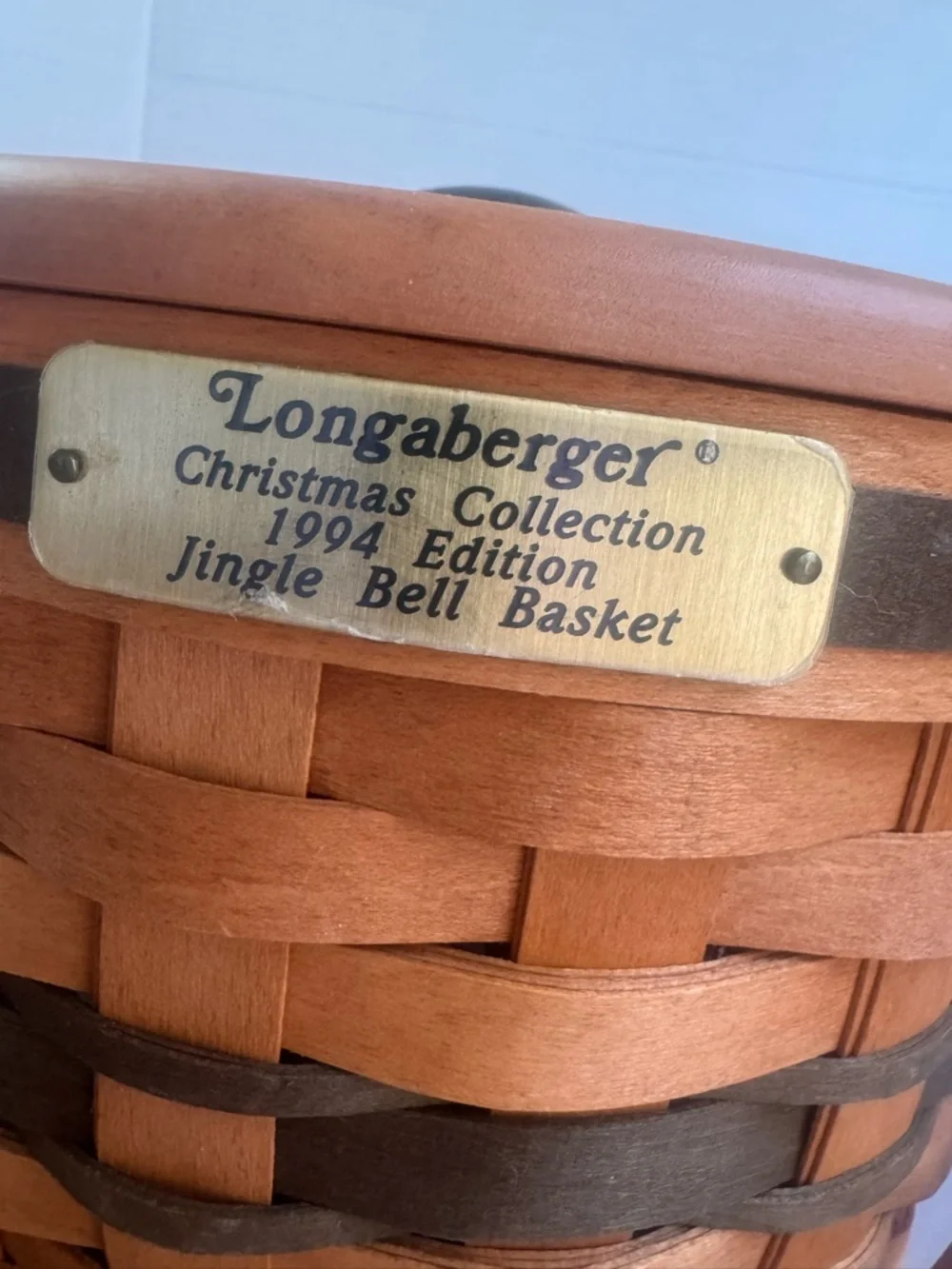 Longaberger 1994 Jingle Bell Basket with Handle and Lid